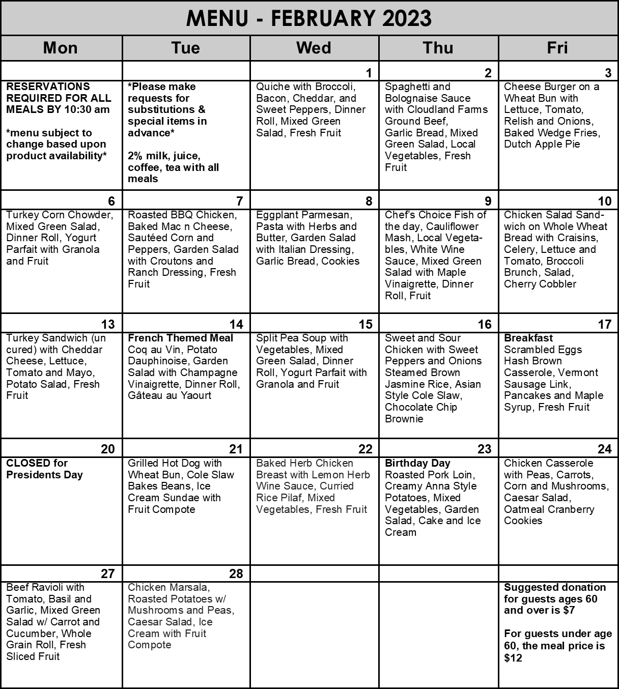 Meals & Nutrition